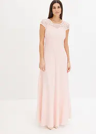 Robe en crêpe avec dentelle et détail à nouer, bonprix