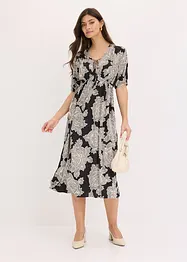 Robe midi imprimée en satin fluide, bonprix