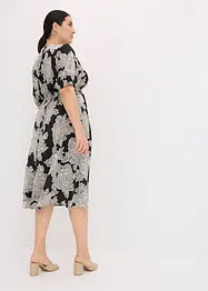 Robe midi imprimée en satin fluide, bonprix