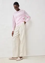 Ajour-Pullover mit Leinenanteil, bonprix
