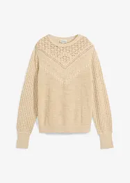 Pull ajouré en coton et lin, bonprix