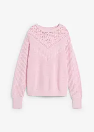 Ajour-Pullover mit Leinenanteil, bonprix