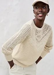 Pull ajouré en coton et lin, bonprix