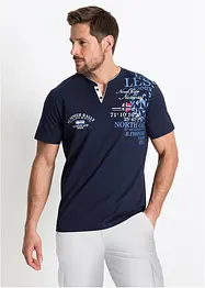 Henleyshirt, Kurzarm aus reiner Bio-Baumwolle, bonprix