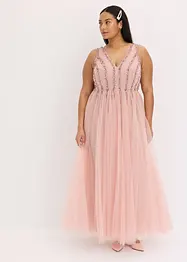 Robe longue en tulle fin à broderie strassée, bonprix