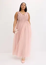 Robe longue en tulle fin à broderie strassée, bonprix