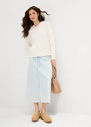 Jupe midi en jean taille mi-haute, toile super souple, bonprix