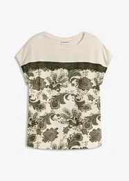 T-shirt imprimé paisley avec un galon de dentelle, bonprix