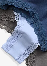 Brazilslip gerippt mit Bio-Baumwolle und Spitze (4er Pack), bonprix