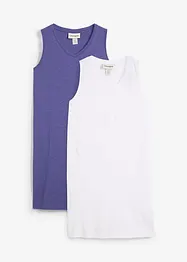 Lot de 2 débardeurs longs 100% coton, bonprix