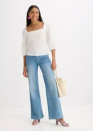 Bluse mit Puffärmeln und Smoke-Detail, bonprix