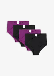 Lot de 4 slips taille haute coton, forme V, bonprix