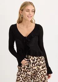 Feinstrickjacke mit Rüschen, bonprix