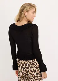 Feinstrickjacke mit Rüschen, bonprix