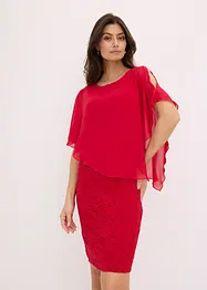 Robe en dentelle avec haut drapé en crêpe fin, bonprix