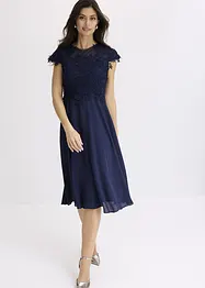Midikleid aus zartem Tüll mit Spitze, bonprix