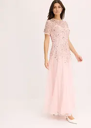 Robe longue en tulle délicat à sequins brodés, bonprix