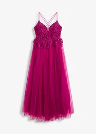 Robe longue en tulle délicat avec dentelle, bonprix