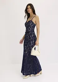 Robe en dentelle avec bretelles et lien satiné, bonprix