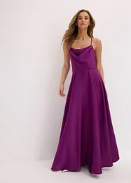 Robe à bretelles en satin texturé, bonprix