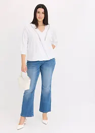 T-shirt manches 3/4 avec dentelle, style portefeuille, bonprix