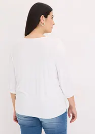 T-shirt manches 3/4 avec dentelle, style portefeuille, bonprix