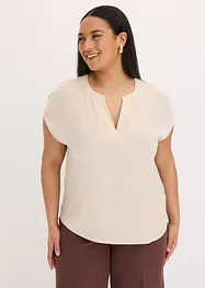 Blouse manches courtes en satin avec épaules descendues, bonprix