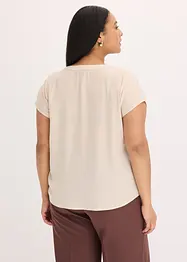 Blouse manches courtes en satin avec épaules descendues, bonprix