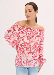 Blouse imprimée encolure bardot, bonprix