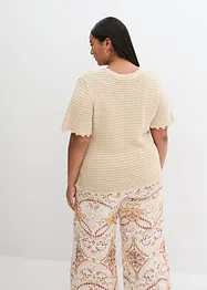 Ajour-Pullover mit Leinenanteil, bonprix