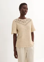 Ajour-Pullover mit Leinenanteil, bonprix