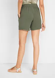 Short en jersey de viscose mélangée avec taille élastiquée et dentelle, bonprix