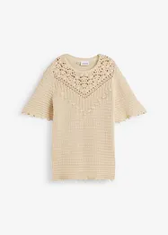 Ajour-Pullover mit Leinenanteil, bonprix