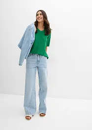 T-shirt en crêpe avec broderies anglaises, bonprix
