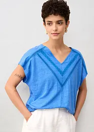 T-shirt 100% lin avec dentelle, bonprix