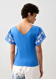 Stricktop mit Seidenanteil und Chiffonärmeln, bonprix