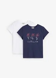 Lot de 2 T-shirts basiques avec imprimé, bonprix