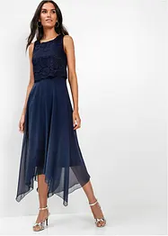 Robe premium en crêpe avec dentelle, bonprix