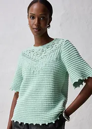 Ajour-Pullover mit Leinenanteil, bonprix