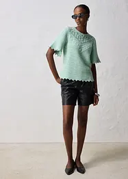 Ajour-Pullover mit Leinenanteil, bonprix