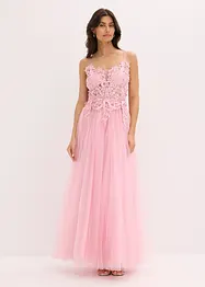 Robe longue en tulle délicat avec dentelle, bonprix