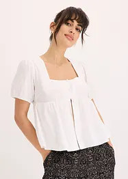 Blouse à manches bouffantes et encolure boutonnée, bonprix