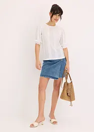 T-shirt en broderie anglaise avec volants, bonprix