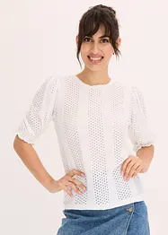 Lochstickerei Shirt mit Volants, bonprix