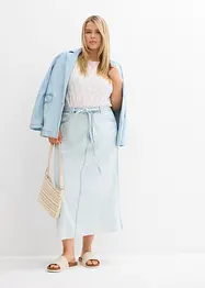 Jupe midi en jean taille mi-haute, toile super souple, bonprix