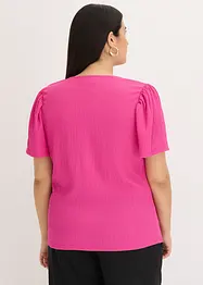 T-shirt en crêpe texturé à manches papillon, bonprix