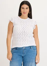 Top en maille aspect crochet avec dentelle, bonprix