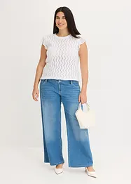 Top en maille aspect crochet avec dentelle, bonprix