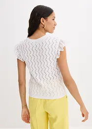Top en maille aspect crochet avec dentelle, bonprix