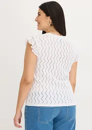 Top en maille aspect crochet avec dentelle, bonprix